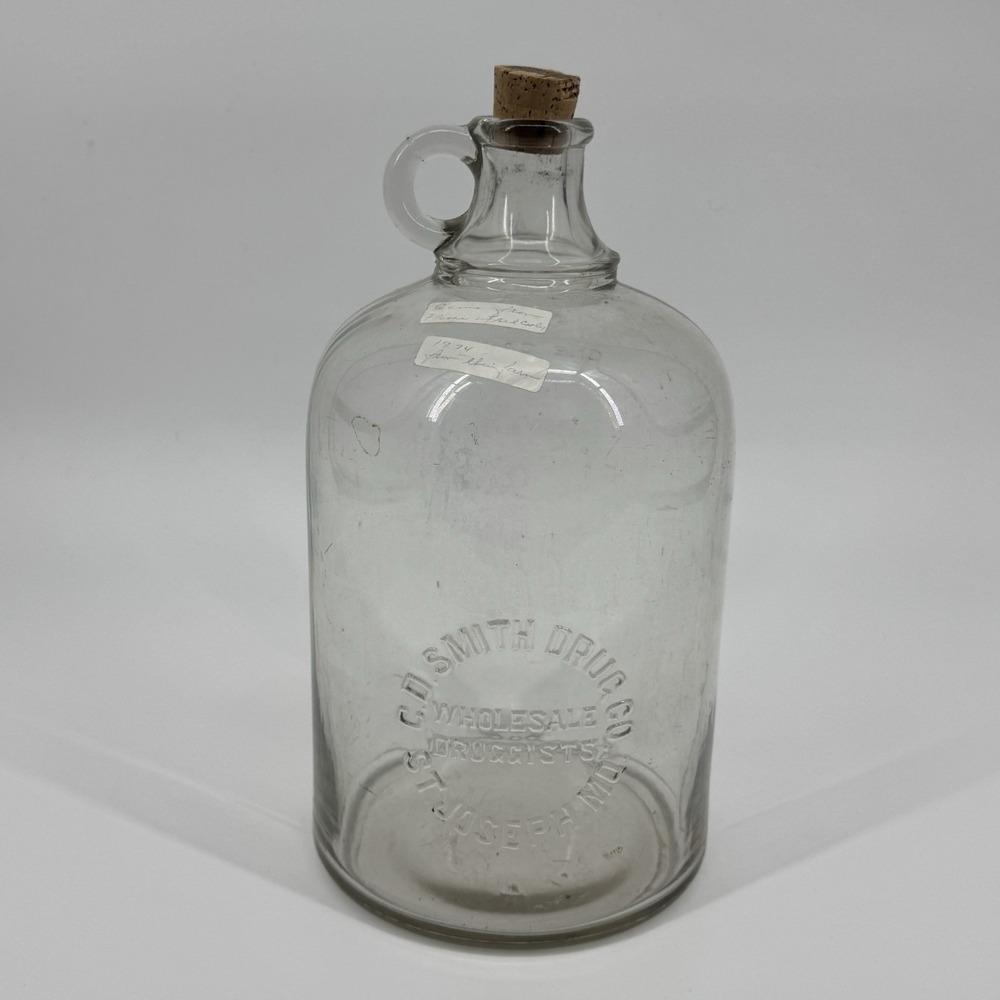 CD Smith Drug Co Wholesale Druggists 1 Gallon Glass Medicine Jug St Joseph MS